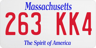 MA license plate 263KK4