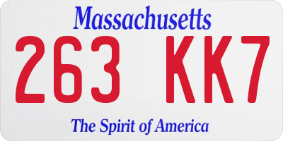 MA license plate 263KK7