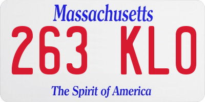 MA license plate 263KL0