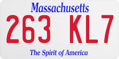 MA license plate 263KL7