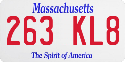 MA license plate 263KL8