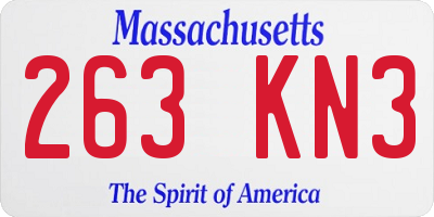 MA license plate 263KN3