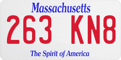 MA license plate 263KN8