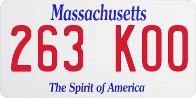 MA license plate 263KO0