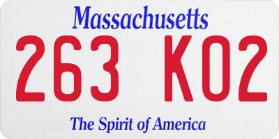 MA license plate 263KO2