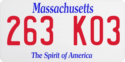 MA license plate 263KO3