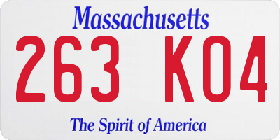 MA license plate 263KO4