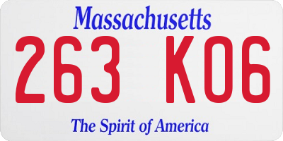 MA license plate 263KO6