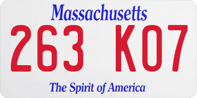 MA license plate 263KO7