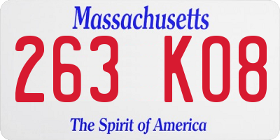 MA license plate 263KO8
