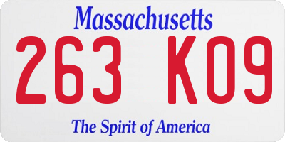 MA license plate 263KO9