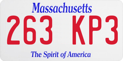 MA license plate 263KP3