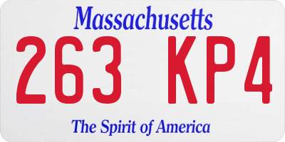 MA license plate 263KP4