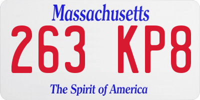 MA license plate 263KP8