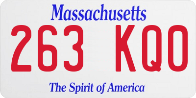 MA license plate 263KQ0