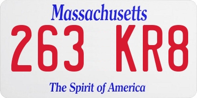 MA license plate 263KR8