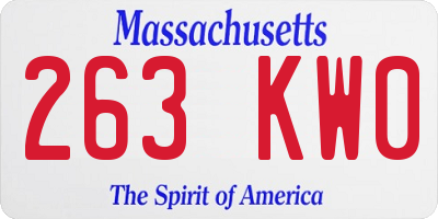 MA license plate 263KW0