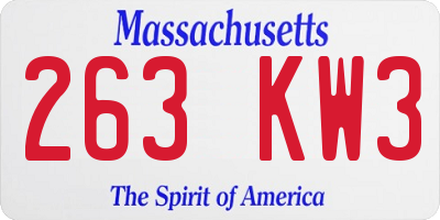 MA license plate 263KW3