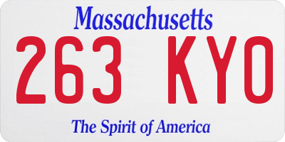 MA license plate 263KY0
