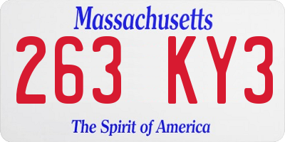 MA license plate 263KY3