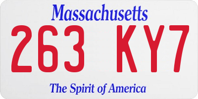 MA license plate 263KY7