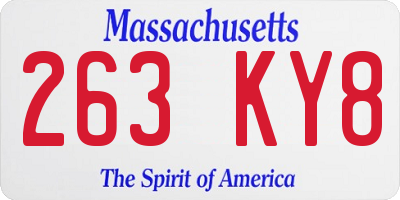 MA license plate 263KY8