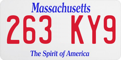 MA license plate 263KY9
