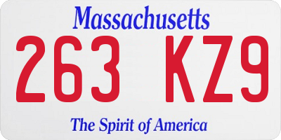 MA license plate 263KZ9