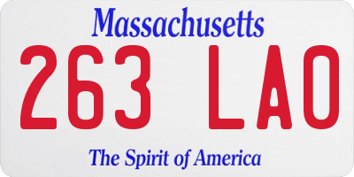 MA license plate 263LA0