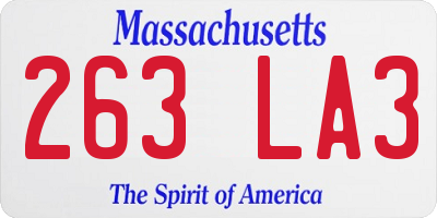 MA license plate 263LA3