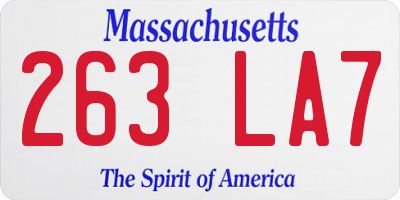 MA license plate 263LA7