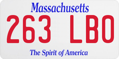 MA license plate 263LB0