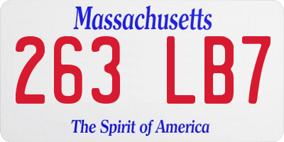 MA license plate 263LB7