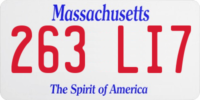 MA license plate 263LI7