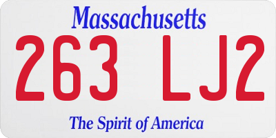MA license plate 263LJ2