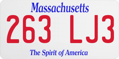 MA license plate 263LJ3