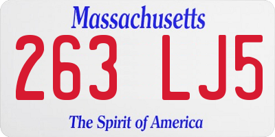 MA license plate 263LJ5