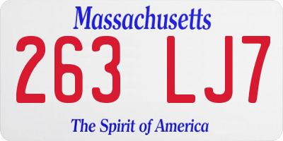 MA license plate 263LJ7
