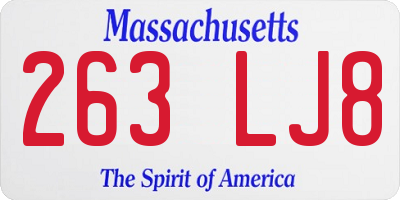 MA license plate 263LJ8
