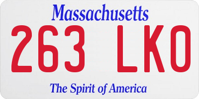 MA license plate 263LK0