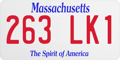 MA license plate 263LK1