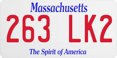 MA license plate 263LK2
