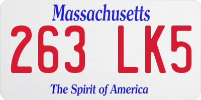MA license plate 263LK5