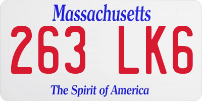 MA license plate 263LK6