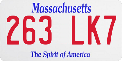 MA license plate 263LK7