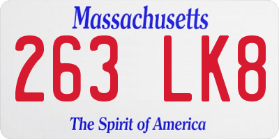 MA license plate 263LK8