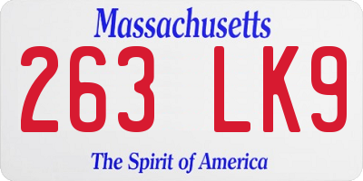 MA license plate 263LK9