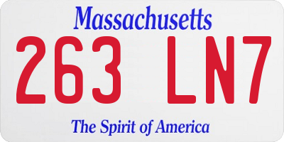 MA license plate 263LN7
