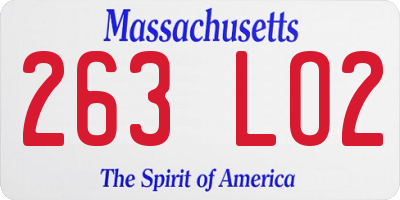 MA license plate 263LO2
