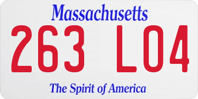 MA license plate 263LO4